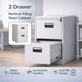 Lockable 2 Drawer Steel File Cabinet, Office Document Organiser with Keys