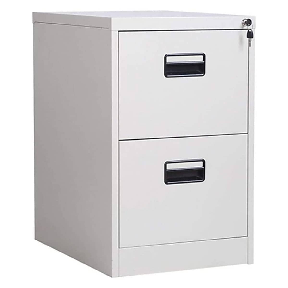 Lockable 2 Drawer Steel File Cabinet, Office Document Organiser with Keys - view 2
