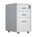 Lockable Mobile Metal File Cabinet with Wheels, White - 3 Drawer