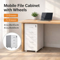 Lockable Mobile Metal File Cabinet with Wheels, White - 3 Drawer - view 2