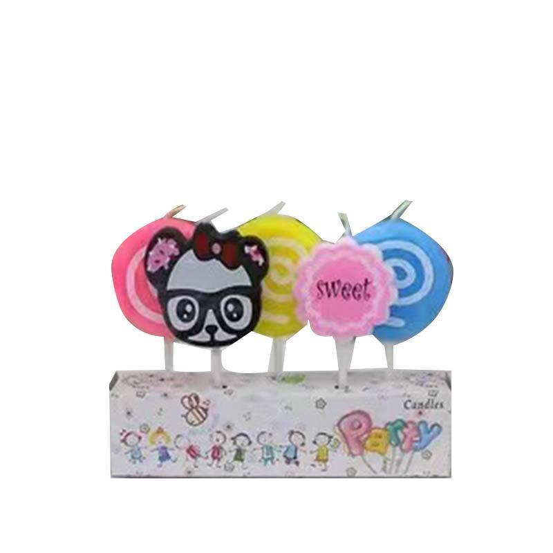 Lollipop Birthday Cake Candles - Panda and Lollipop Design
