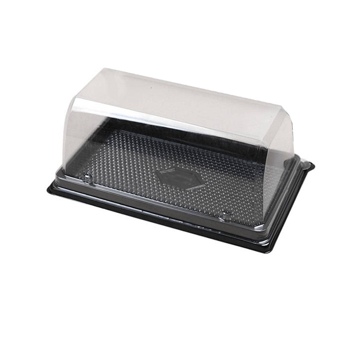 Long Arch Transparent Cake Roll Box with Black Base, Pack of 100 - Large (18.5 x 10.8 x 7.5 cm)