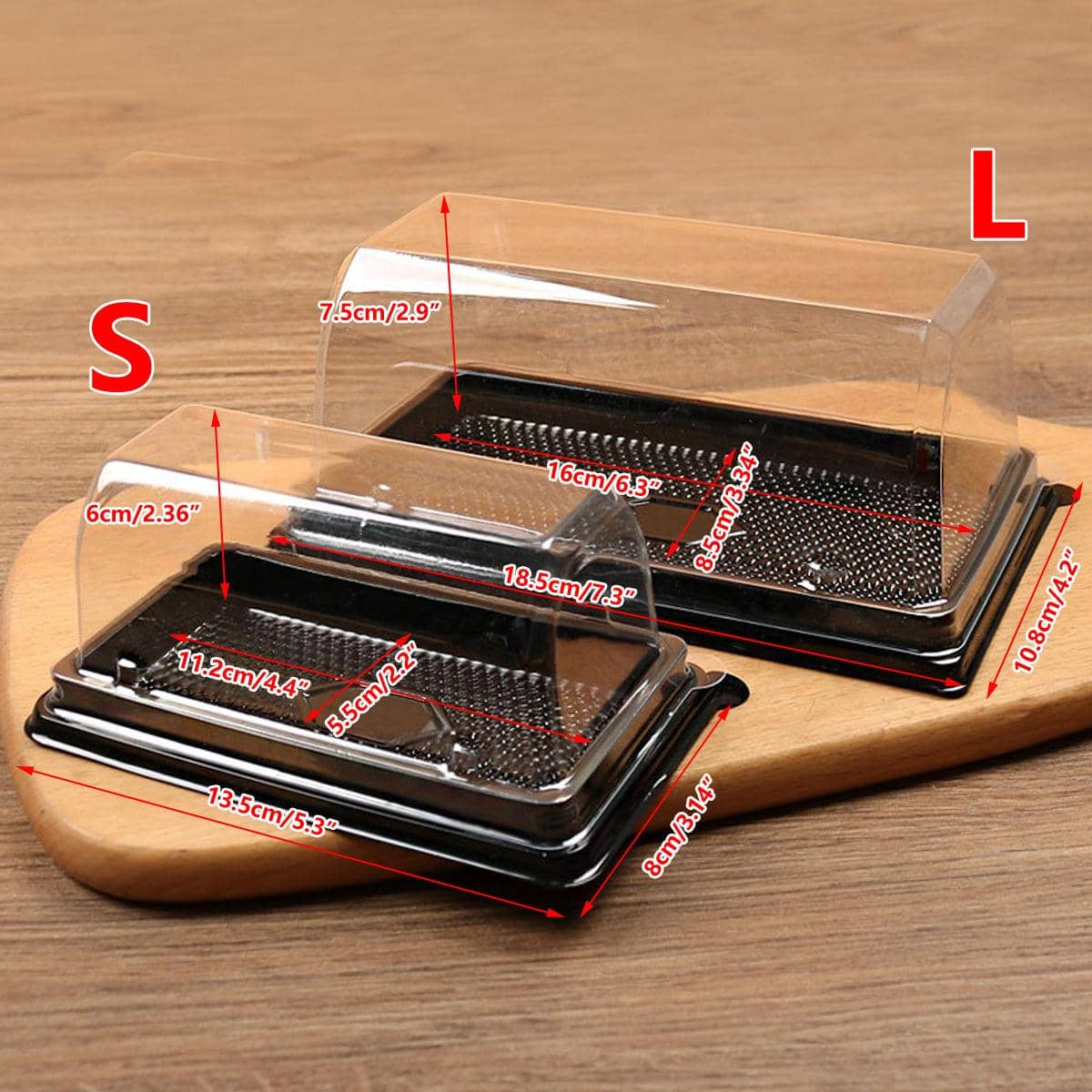 Long Arch Transparent Cake Roll Box with Black Base, Pack of 100 - Large (18.5 x 10.8 x 7.5 cm) - view 4