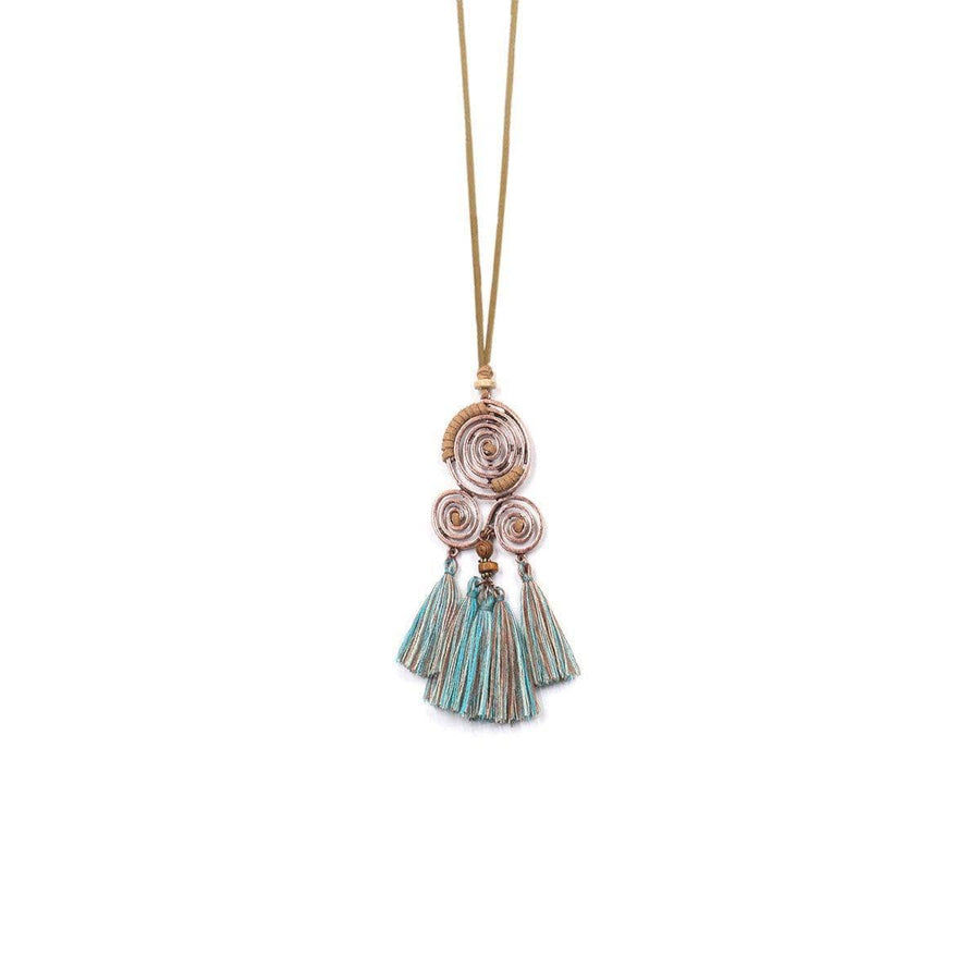 Long Bohemian Tassel Necklace - Blue