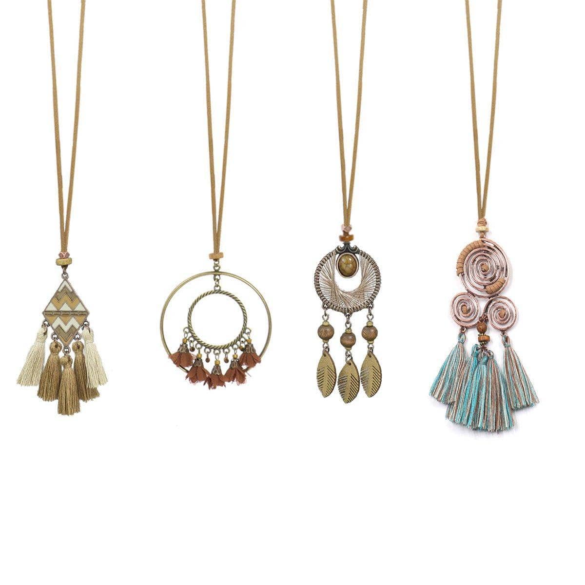 Long Bohemian Tassel Necklace - Blue - view 3
