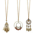 Long Bohemian Tassel Necklace - Brown