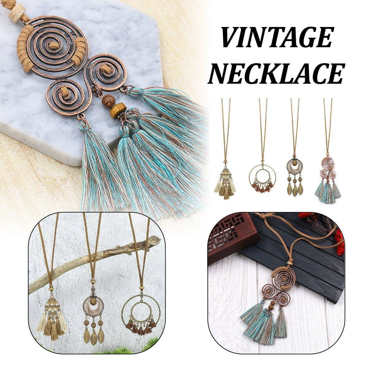 Long Bohemian Tassel Necklace - Brown - view 2