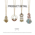 Long Bohemian Tassel Necklace - Brown - view 4
