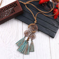 Long Bohemian Tassel Necklace - Brown - view 5