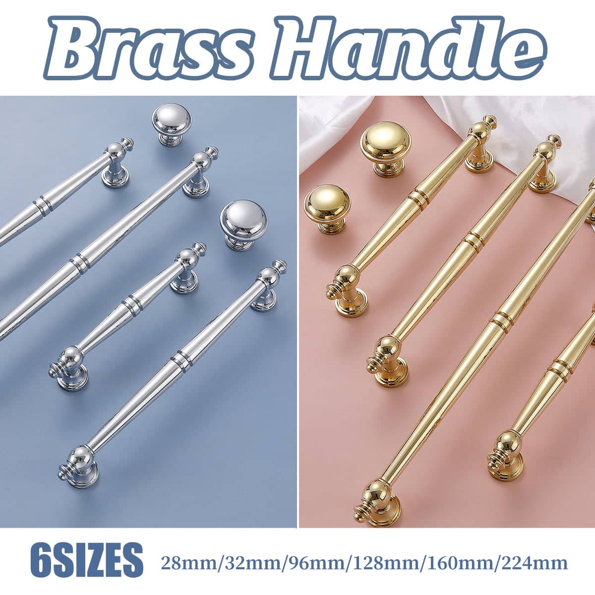 Long Brass Cabinet Handle, 224 mm Hole Spacing - Gold - view 2