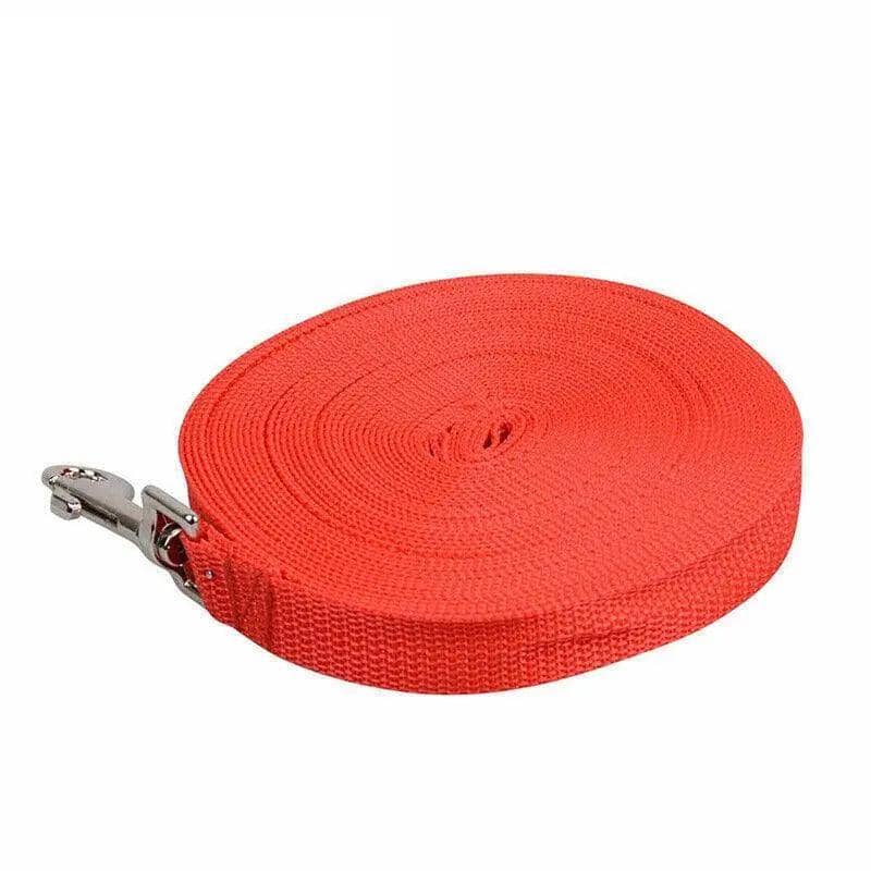 Long Dog Lead 50 ft (15 m) Nylon Training Recall Leash - Red