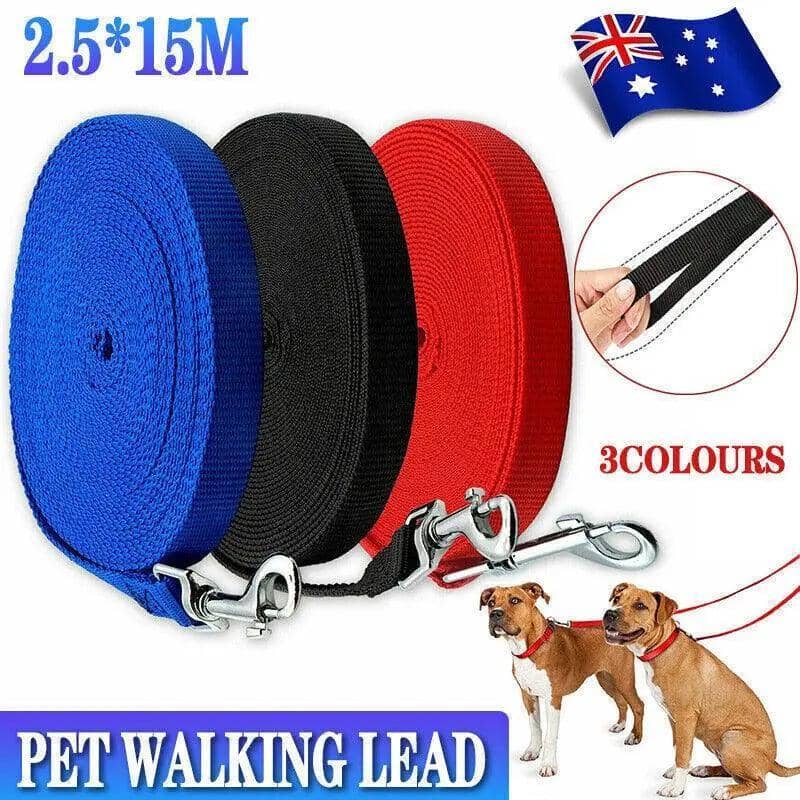 Long Dog Lead 50 ft (15 m) Nylon Training Recall Leash - Red - view 2