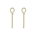 Long Eardrop Dangle Earrings for Women - Gold-Tone Looped Top with Sparkling Line