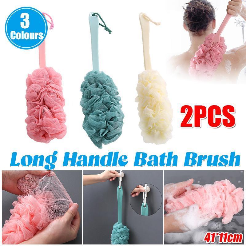 Long Handle Bath Brush Soft Mesh, Pack of 2 - Beige - view 13