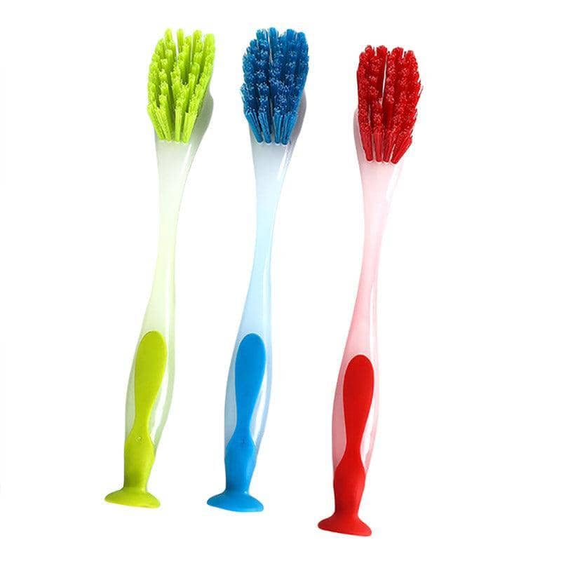 Long Handle Kitchen Cleaning Brush with Suction Base - 3 Colour Set
