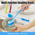 Long Handle Kitchen Cleaning Brush with Suction Base - 3 Colour Set - view 2
