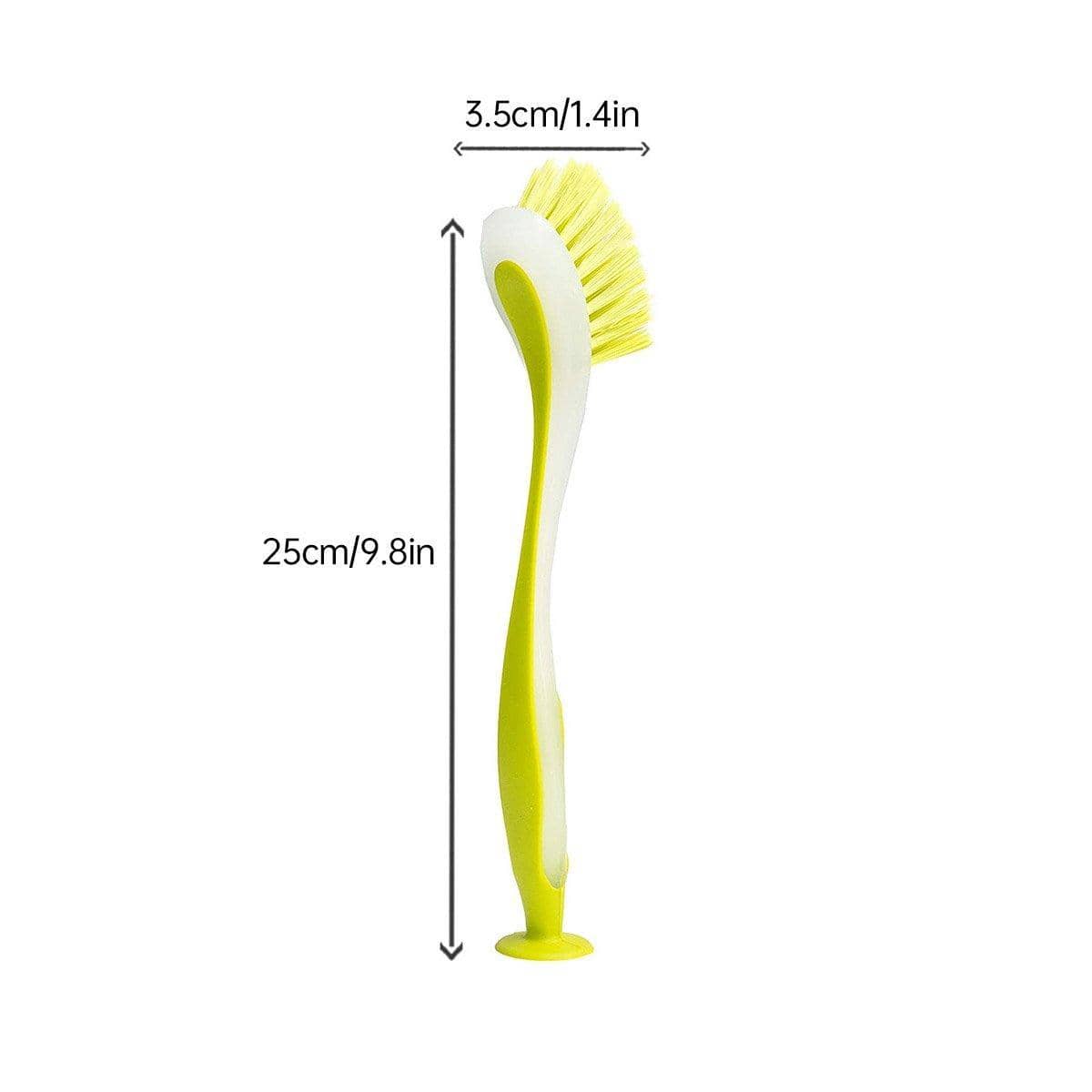 Long Handle Kitchen Cleaning Brush with Suction Base - Yellow
