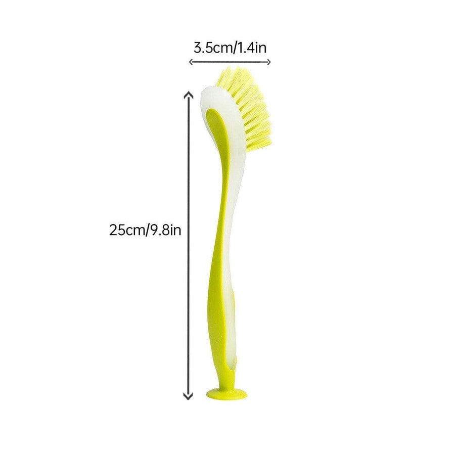 Long Handle Kitchen Cleaning Brush with Suction Base - Yellow