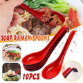Long Handle Soup Spoons, Red and Black, 16 x 4 cm, Pack of 10