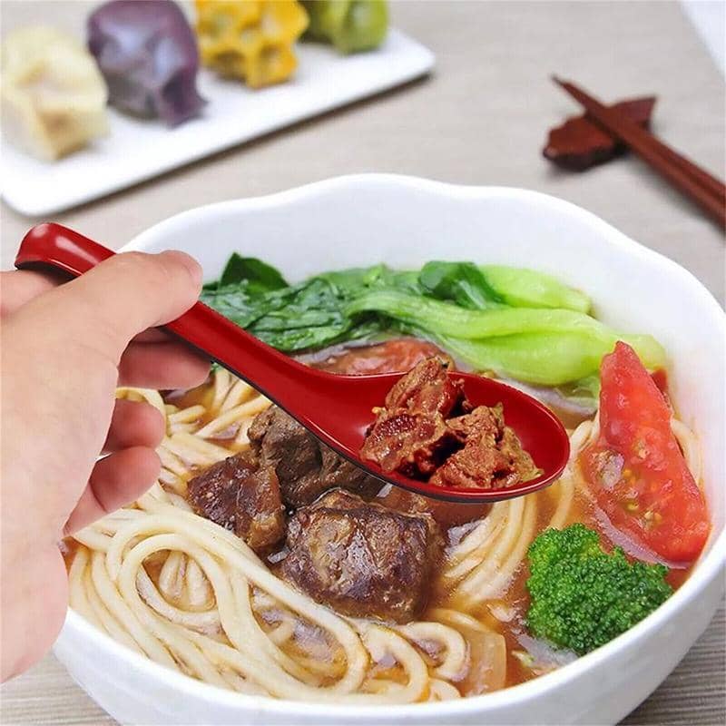 Long Handle Soup Spoons, Red and Black, 16 x 4 cm, Pack of 10 - view 3