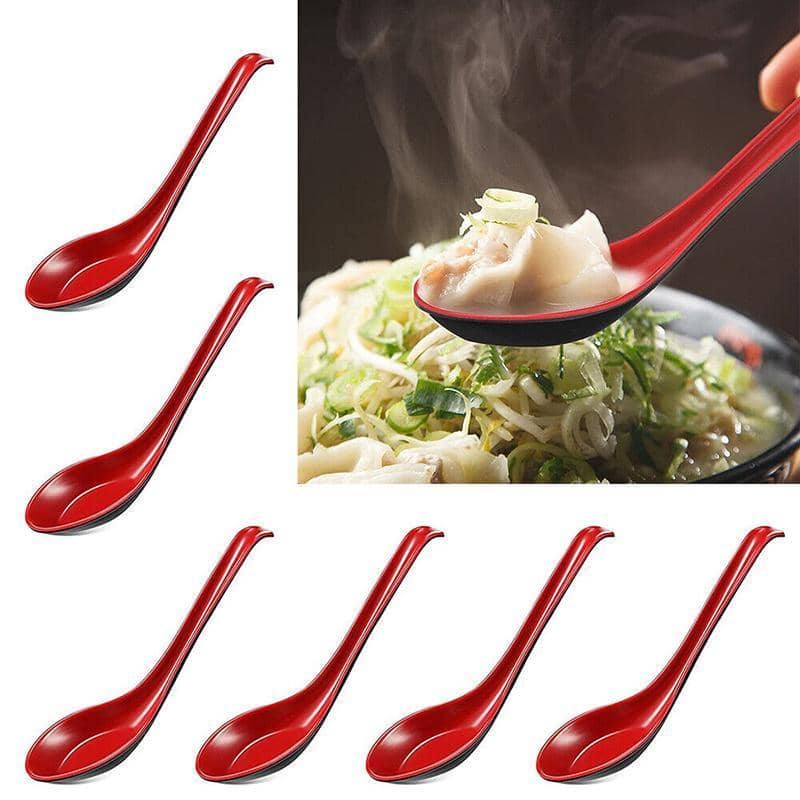Long Handle Soup Spoons, Red and Black, 16 x 4 cm, Pack of 10 - view 5
