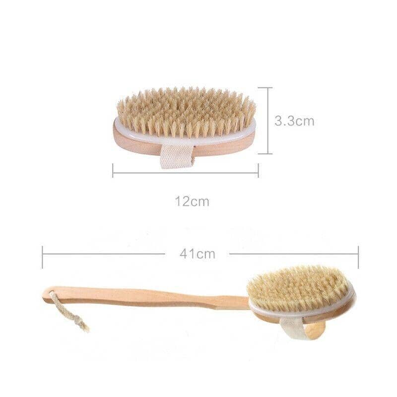 Long Handle Wooden Back Brush with Natural Bristles for Shower and Bath - view 3