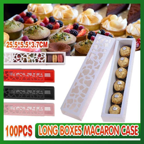 Long Macaron Gift Boxes with Cut-Out Design - Red, Pack of 100 - view 2
