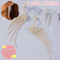 Long Rhinestone Tassel Drop Earrings, Alloy - Silver - view 2