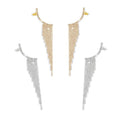 Long Rhinestone Tassel Drop Earrings, Alloy - Silver - view 3