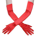 Long Satin-Look Evening Gloves - Red