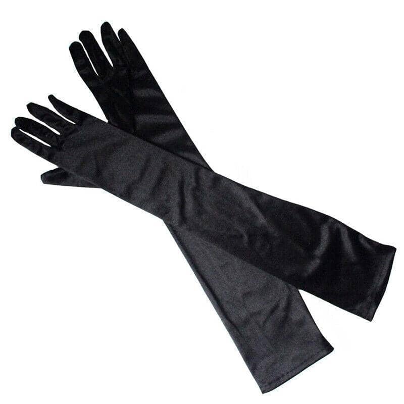 Long Satin-Look Evening Gloves - Red - view 3