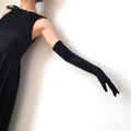 Long Satin-Look Evening Gloves - Red - view 4