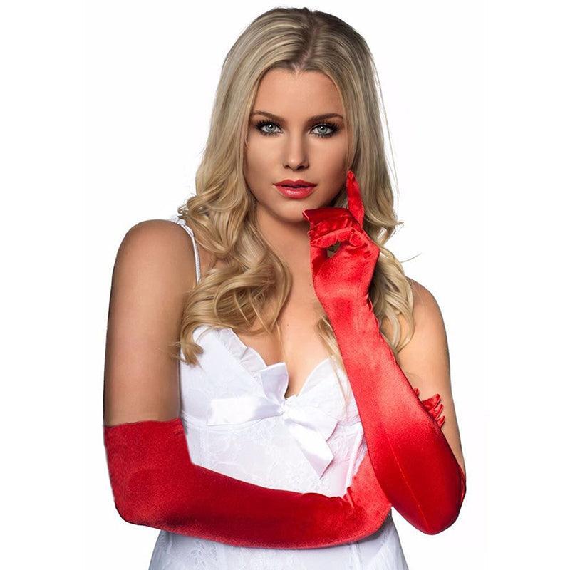 Long Satin Opera Gloves 50cm for Weddings, Prom and Costume - Black - view 4