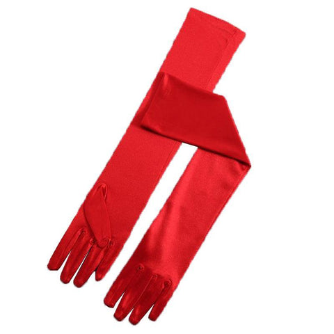 Long Satin Opera Gloves 50cm for Weddings, Prom and Costume - Red