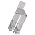 Long Satin Opera Gloves 50cm for Weddings, Prom and Costume - Silver