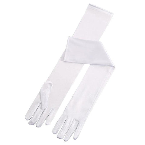 Long Satin Opera Gloves 50cm for Weddings, Prom and Costume - White