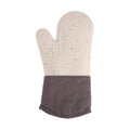 Long Silicone Oven Mitt with Cotton Lining - Beige and Grey