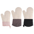 Long Silicone Oven Mitt with Cotton Lining - Beige and Grey - view 3