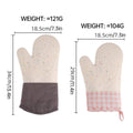 Long Silicone Oven Mitt with Cotton Lining - Beige and Grey - view 4