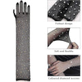 Long Sleeve Fishnet Gloves with Rhinestones - Black and White, Pack of 8 Pairs - view 5