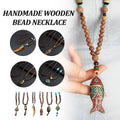 Long Wooden Bead Necklace with Ox Horn Pendant - Multicolour - view 2