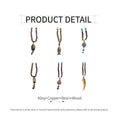Long Wooden Bead Necklace with Ox Horn Pendant - Multicolour - view 4