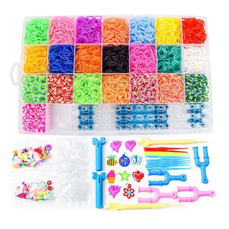 Loom Bands Kit for Bracelets and Charms, Mixed Colour Rubber Bands - 6800 Bands - view 3