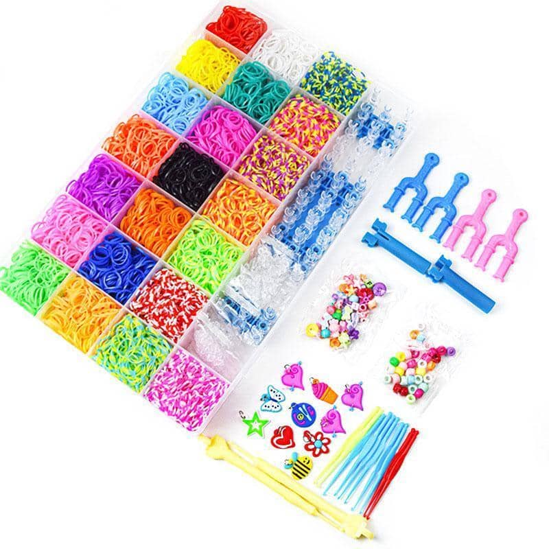 Loom Bands Kit for Bracelets and Charms, Mixed Colour Rubber Bands - 6800 Bands - view 4