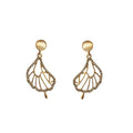 Lotus Leaf Drop Earrings for Women - Gold-Tone Cutout Design with Sparkling Edge