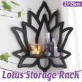 Lotus Shape Wall Mounted Floating Corner Shelf Boxwood Storage Rack, Black