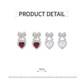 Love Bow Stud Earrings with Red Heart Crystal - Red - view 4