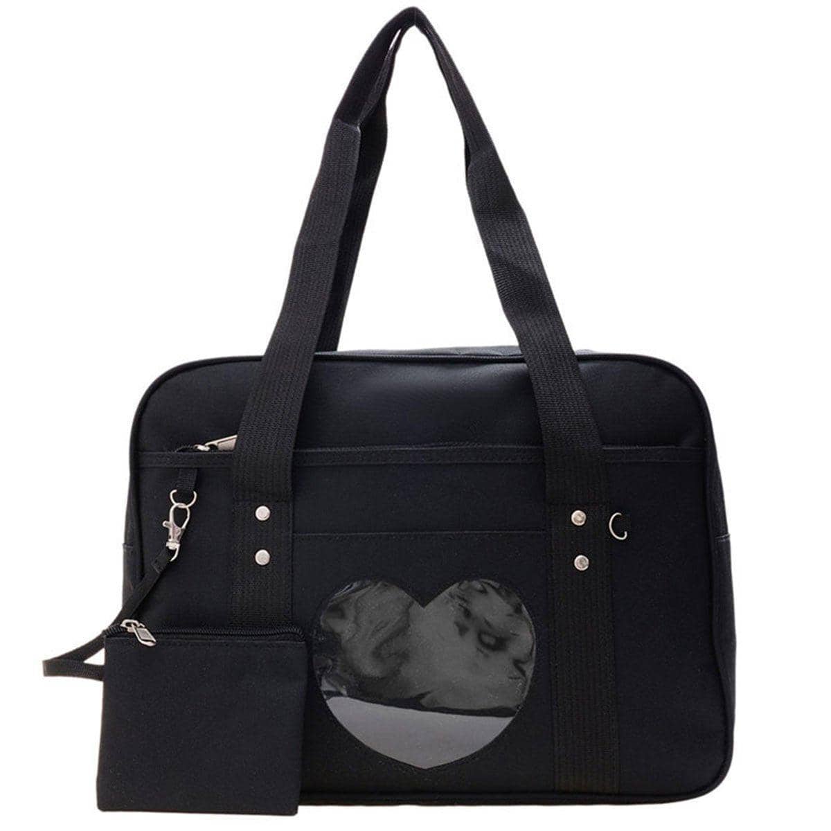 Love Shoulder Bag with Detachable Pouch - Black