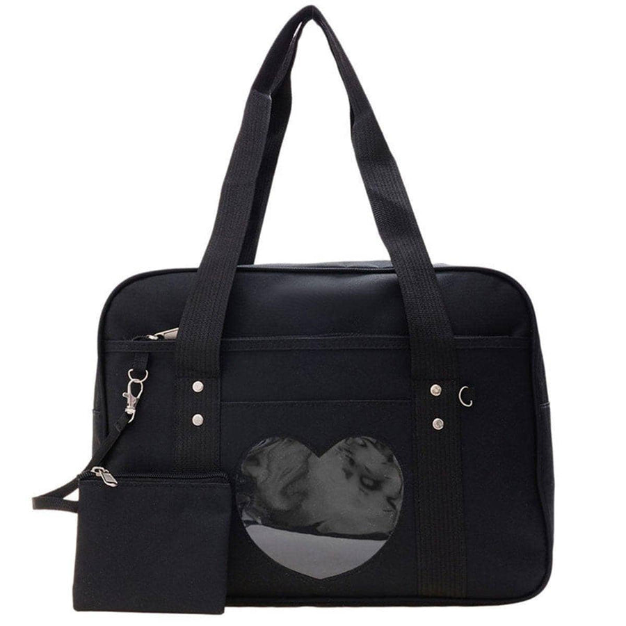 Love Shoulder Bag with Detachable Pouch - Black
