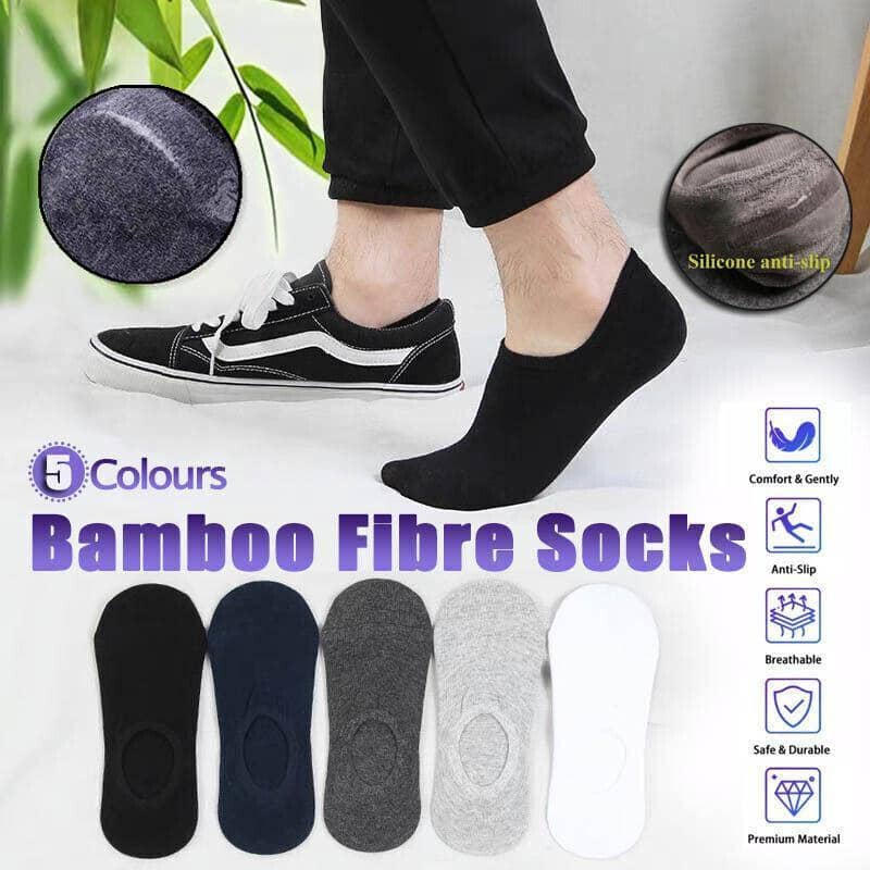 Low Cut No Show Bamboo Socks for Men, Non-Slip Heel Grip - Black, 4 Pairs - view 2